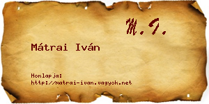 Mátrai Iván névjegykártya